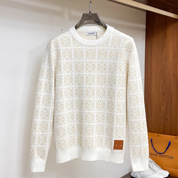 Loewe White and Gold Patterned Crewneck Sweater - Picture 1 of 8